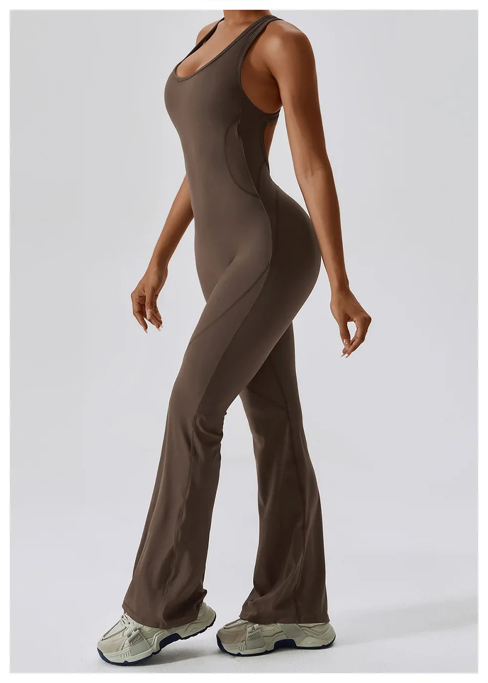 Luxe Contour Open-Back Flared Jumpsuit
