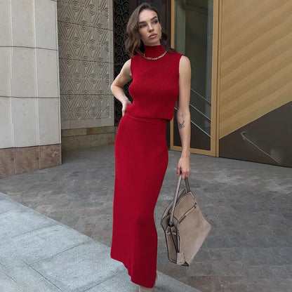 Elegant Knitted Skirt Set