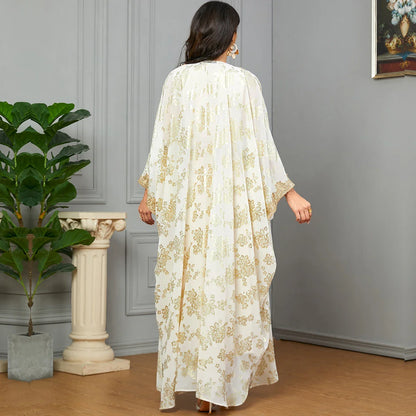 Golden Elegance Embroidered 2-Piece Abaya