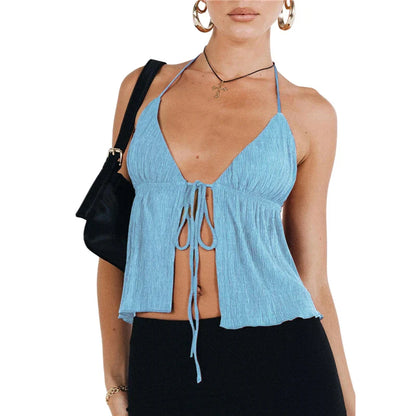 Trendy Halter Tie-Front Top