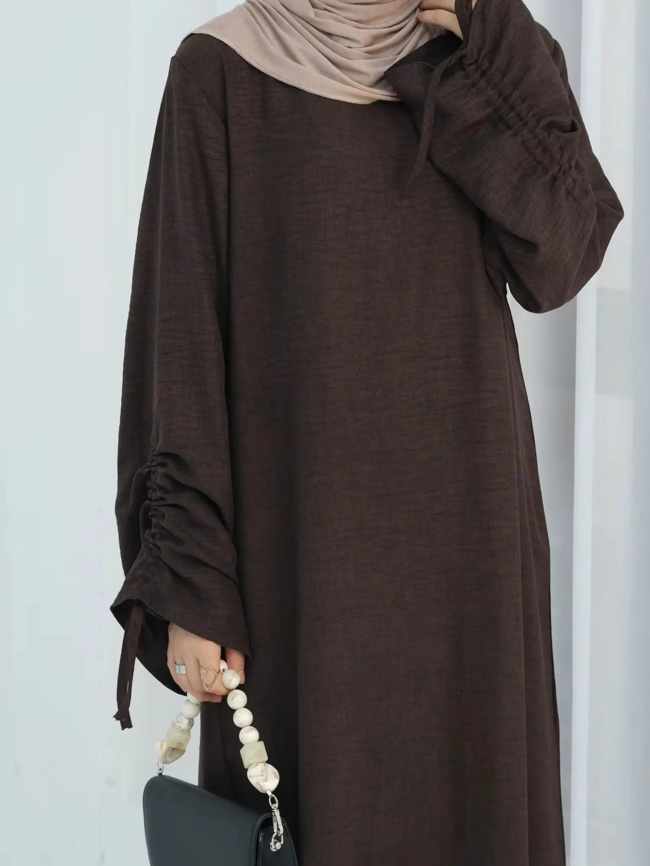 Modest Charm Ruched Sleeve Abaya