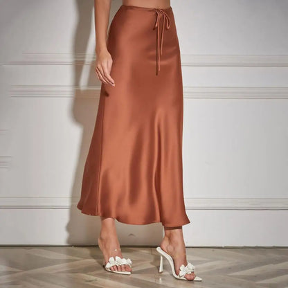 Regal Satin High-Waist Maxi Skirt