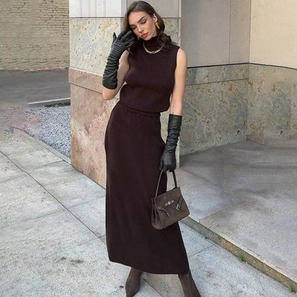Elegant Knitted Skirt Set