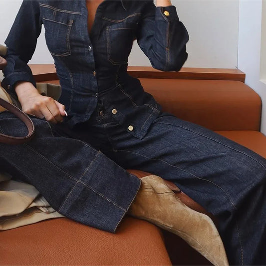 Chic Women's Vintage Denim Set