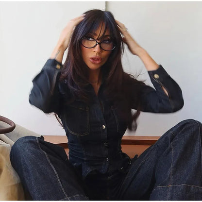 Chic Women's Vintage Denim Set