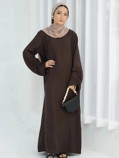 Modest Charm Ruched Sleeve Abaya