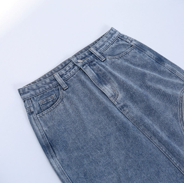 Edgy Split Denim Midi Skirt