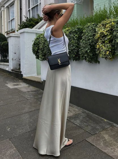 Regal Satin High-Waist Maxi Skirt