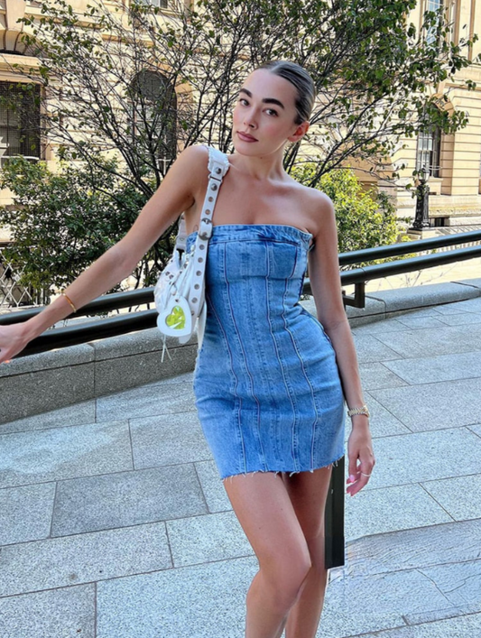 'Indigo Charm' Denim Tube Dress