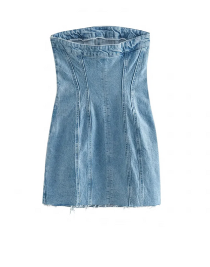 'Indigo Charm' Denim Tube Dress