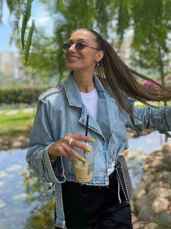 Belted Cropped Denim Jacket | Street Chic