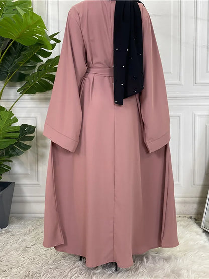 Blush Elegance Belted Maxi Dress