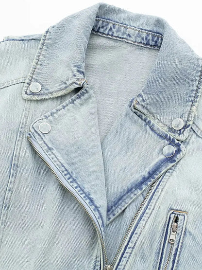 Belted Cropped Denim Jacket | Street Chic