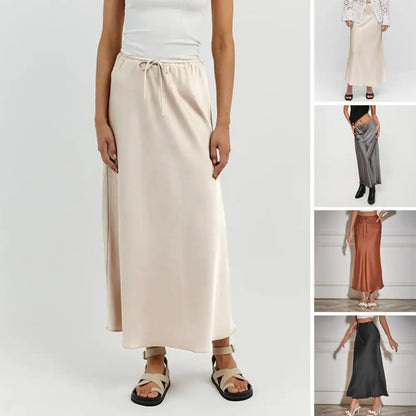 Regal Satin High-Waist Maxi Skirt