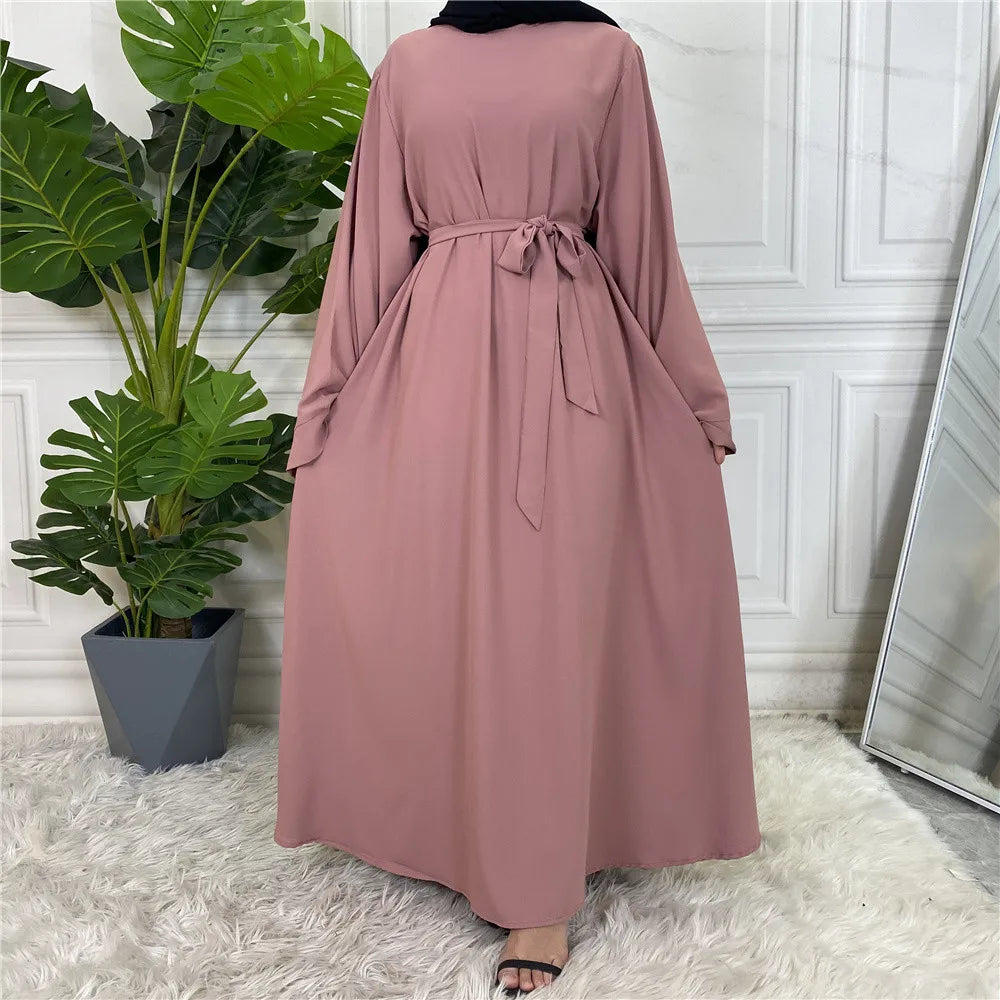 Blush Elegance Belted Maxi Dress