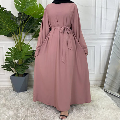 Blush Elegance Belted Maxi Dress
