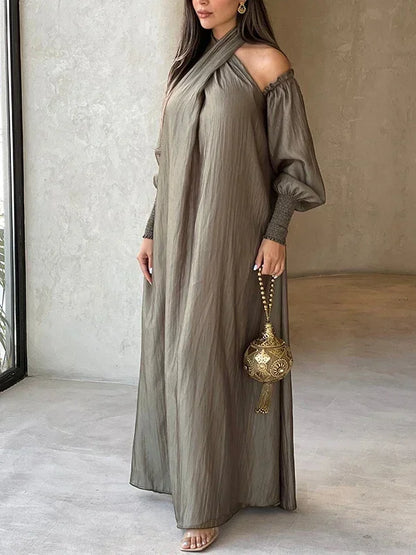 Elegance Veil Off-Shoulder Abaya