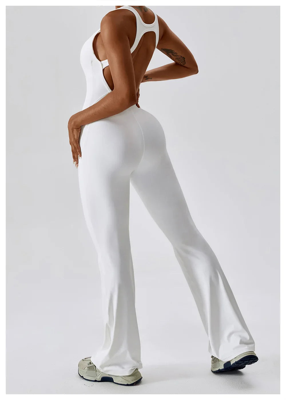 Luxe Contour Open-Back Flared Jumpsuit