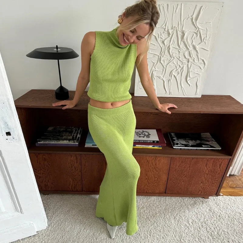 Elegant Knitted Skirt Set