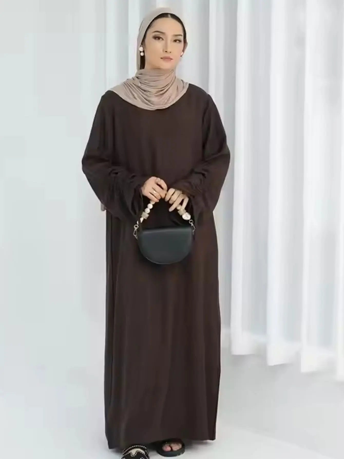 Modest Charm Ruched Sleeve Abaya