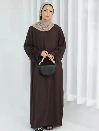 Modest Charm Ruched Sleeve Abaya