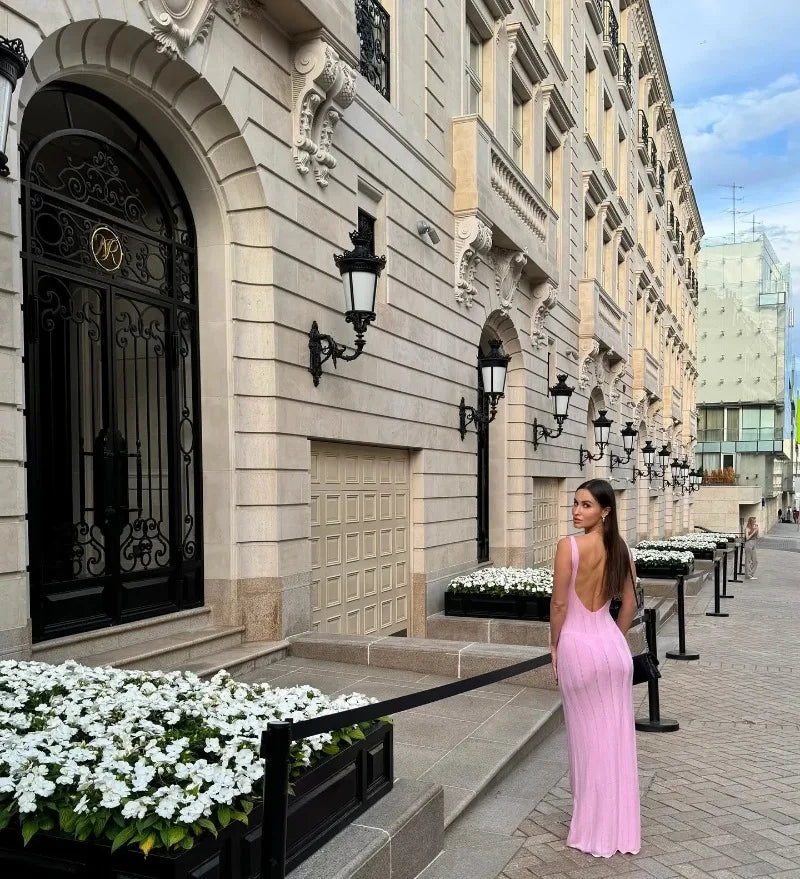 Backless Knit Maxi Dress