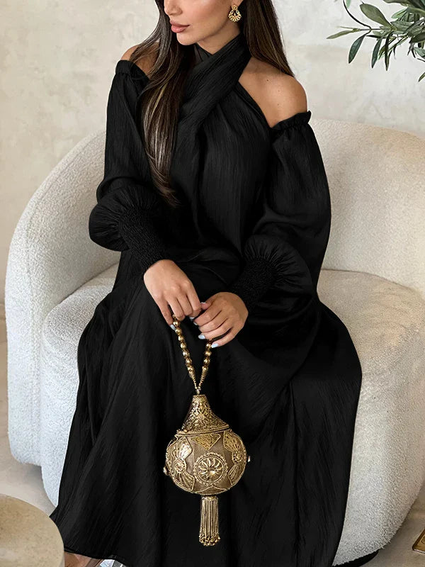 Elegance Veil Off-Shoulder Abaya