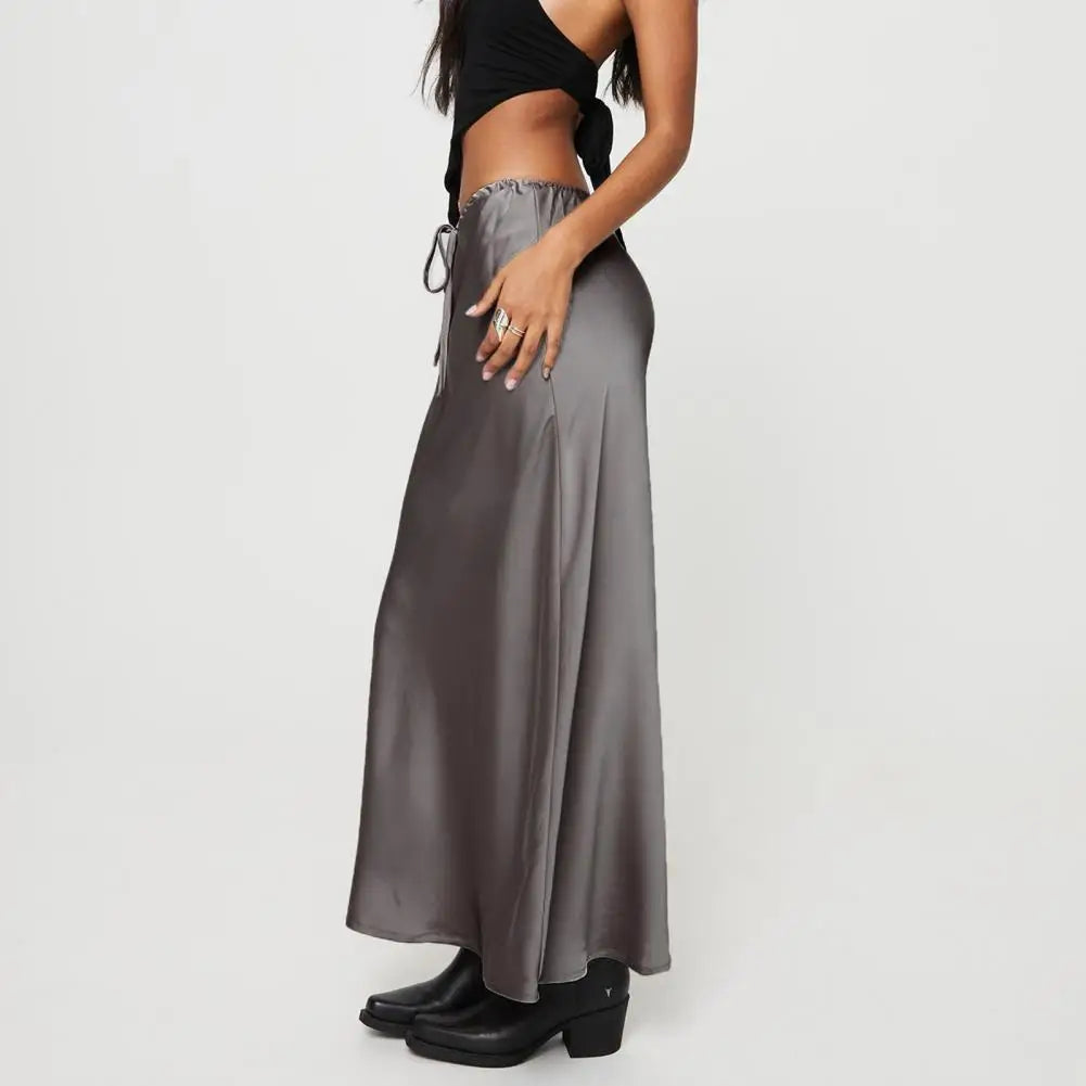 Regal Satin High-Waist Maxi Skirt