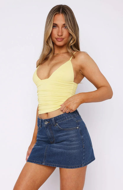 Sleek Ruched Spaghetti Strap Top