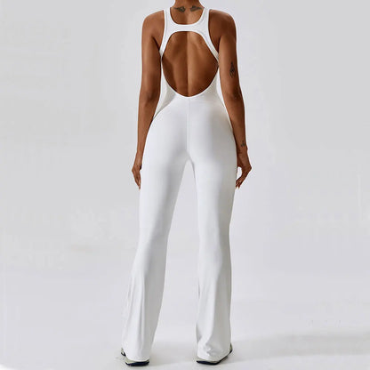 Luxe Contour Open-Back Flared Jumpsuit
